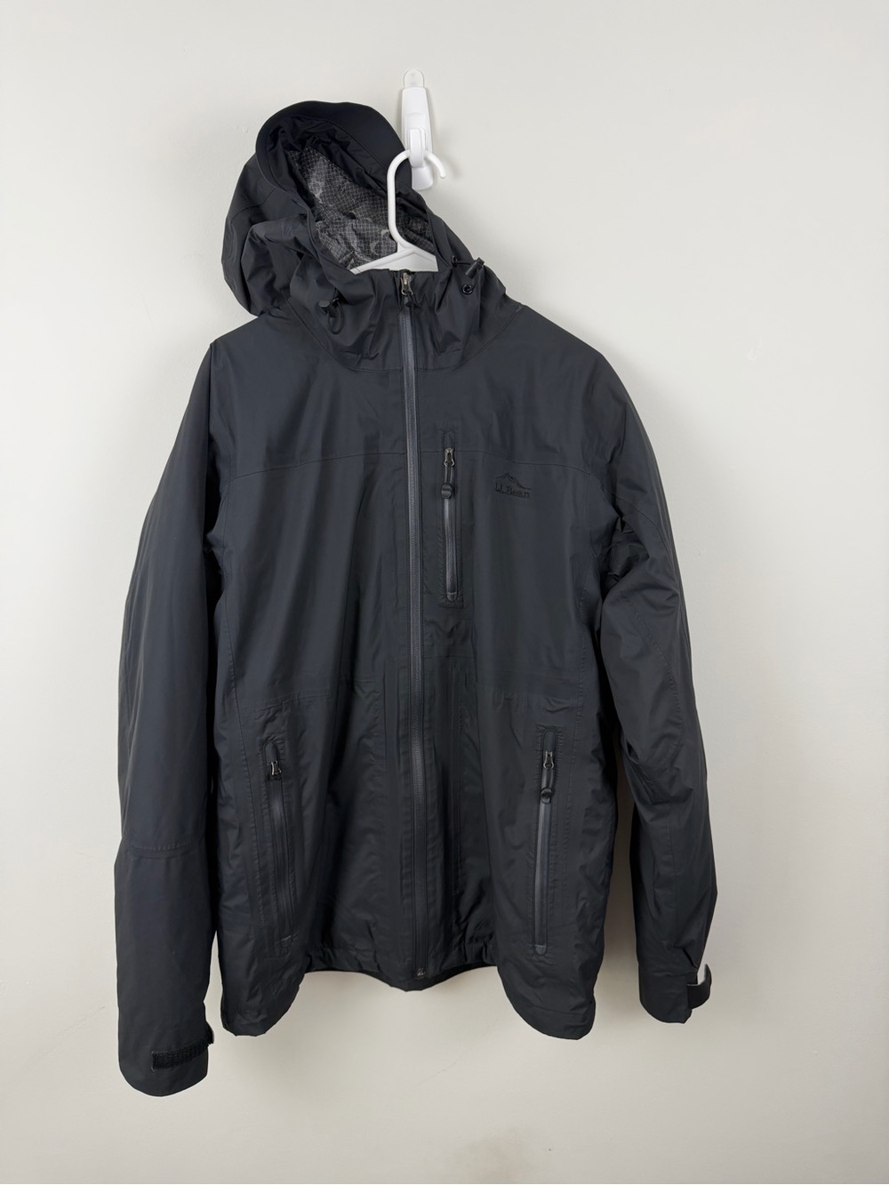 L.L. Bean Black Hooded Raincoat Jacket